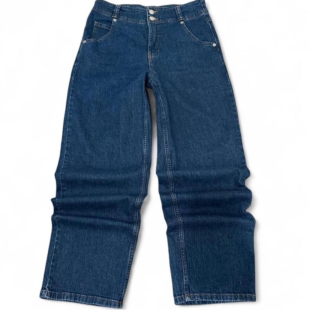 Banana Republic Women's Ultra High Rise Straight Dark Wash Jeans Double Buttons